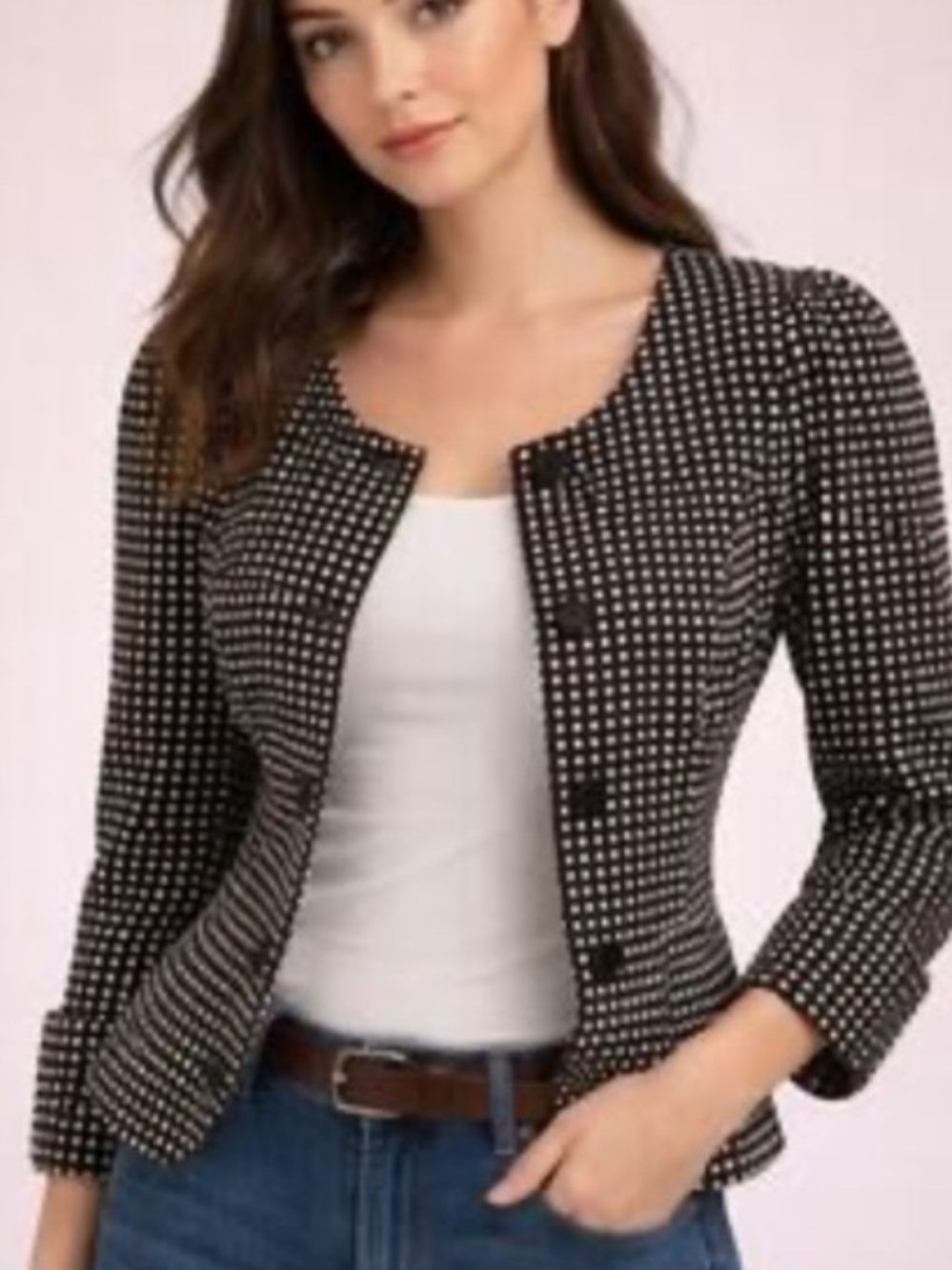 Taikonhu Anthropology Polka Dot Button Women's Blazer Office Quiet luxury